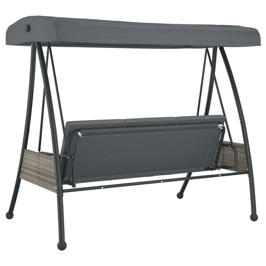 Garden Swing Bench Adjustable Canopy Outdoor Seating Grey Powder-coated Steel 2-3 Person