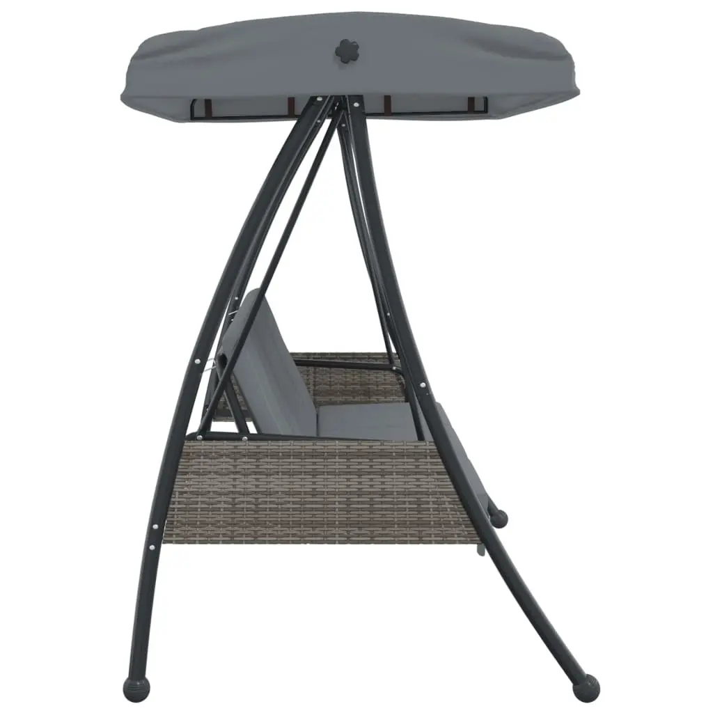 Garden Swing Bench Adjustable Canopy Outdoor Seating Grey Powder-coated Steel 2-3 Person