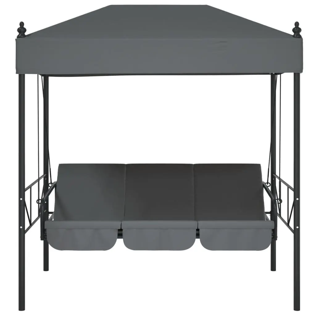 Garden Swing Bench with Canopy Powder-coated Steel Grey Outdoor Patio Chair