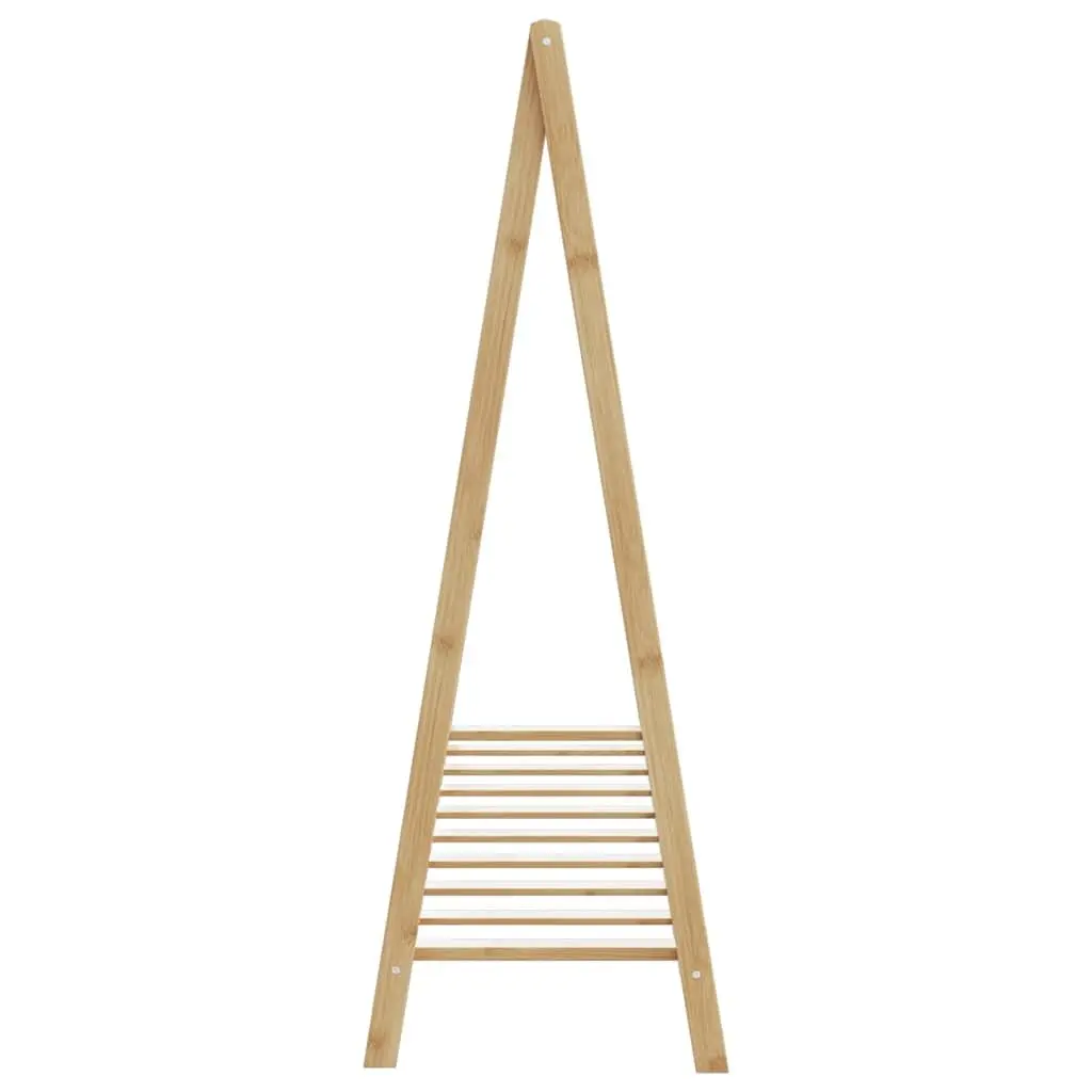 Bamboo Clothes Rack Foldable Garment Organiser with Shelves Brown 106 x 34 x 102 cm