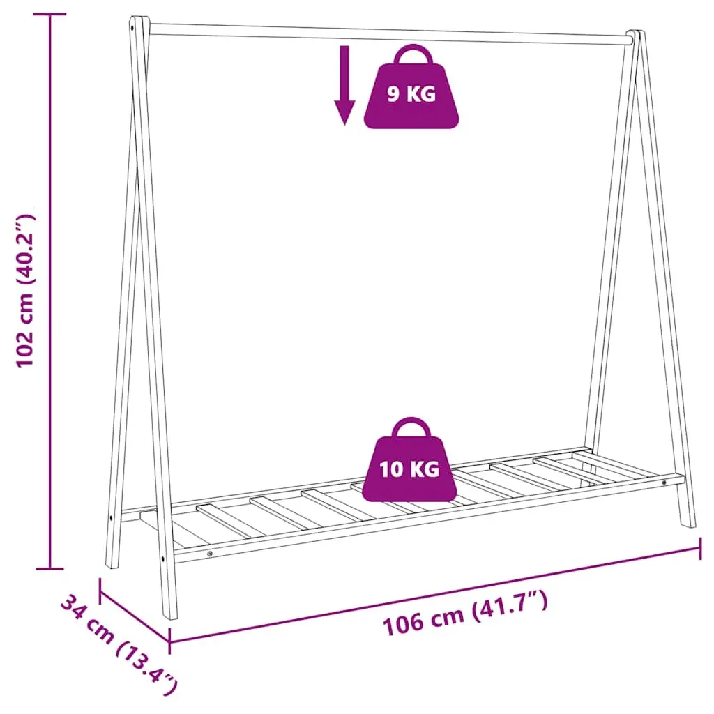 Bamboo Clothes Rack Foldable Garment Organiser with Shelves Brown 106 x 34 x 102 cm