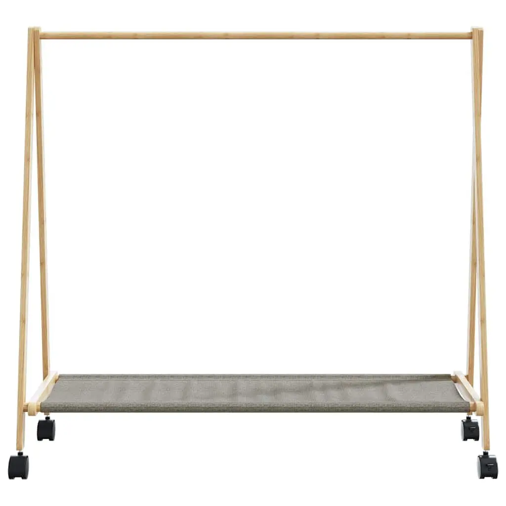 Bamboo Clothes Rack Foldable Garment Organiser with Shelves Wheels Brown 106 x 34 x 106.5 cm