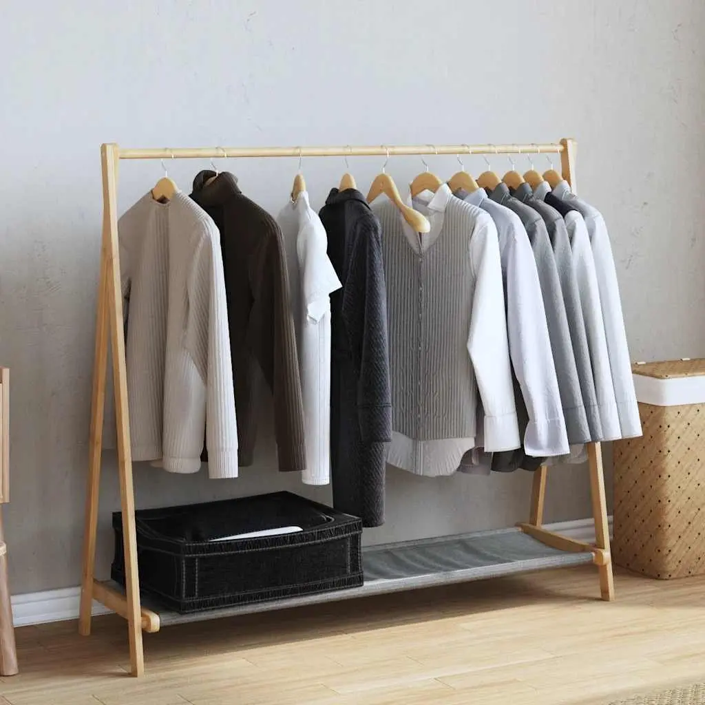 Bamboo Clothes Rack Foldable Garment Organiser with Shelves 106 x 34 x 102 cm Brown