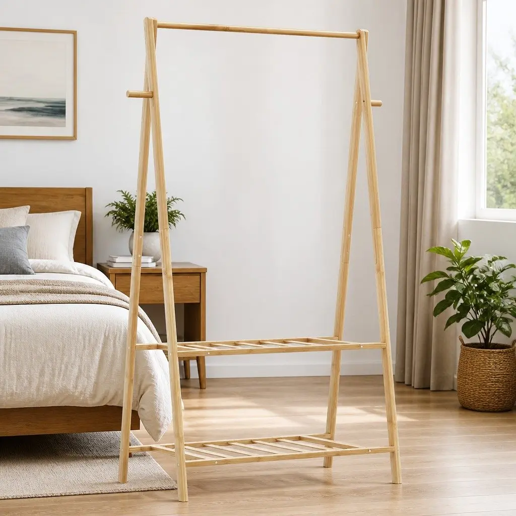 Bamboo Clothes Rack for Various Spaces