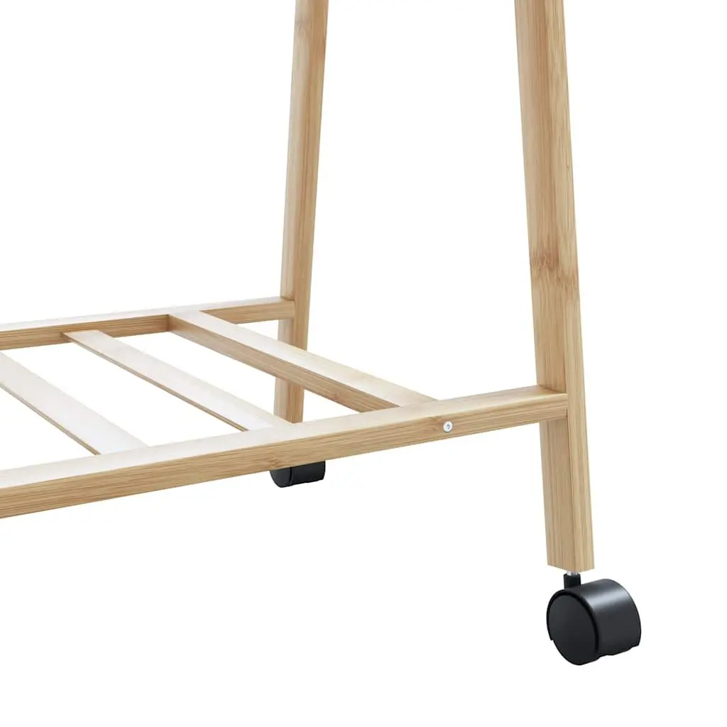 Clothes Rack Bamboo 132 x 45.5 x 155.5 cm Brown with Shelves and Wheels
