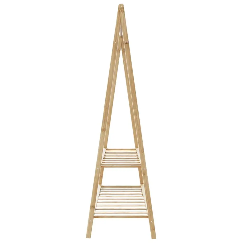 Bamboo Garment Organiser Foldable Clothes Rack with Shelves for Shoes and Accessories Brown 132x45.5x150.5cm