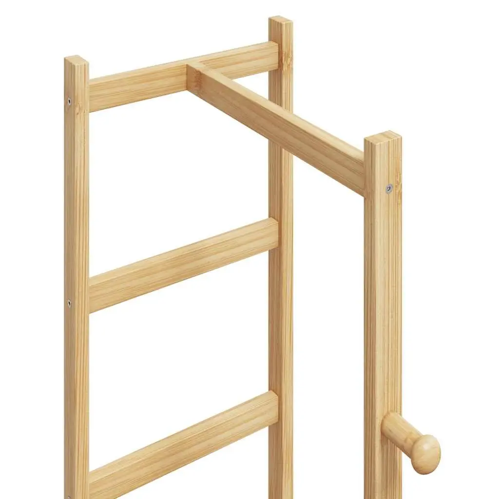 Bamboo Coat Stand Storage Organiser with Hooks and Shelves Brown 38.5 x 30 x 156 cm
