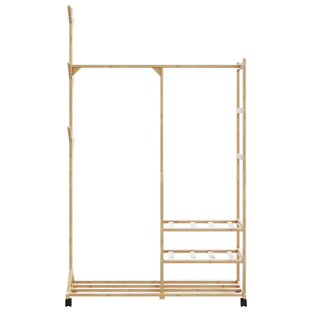 Bamboo Clothes Rack with Shelves and Hooks 100 x 38 x 175.5 cm Brown
