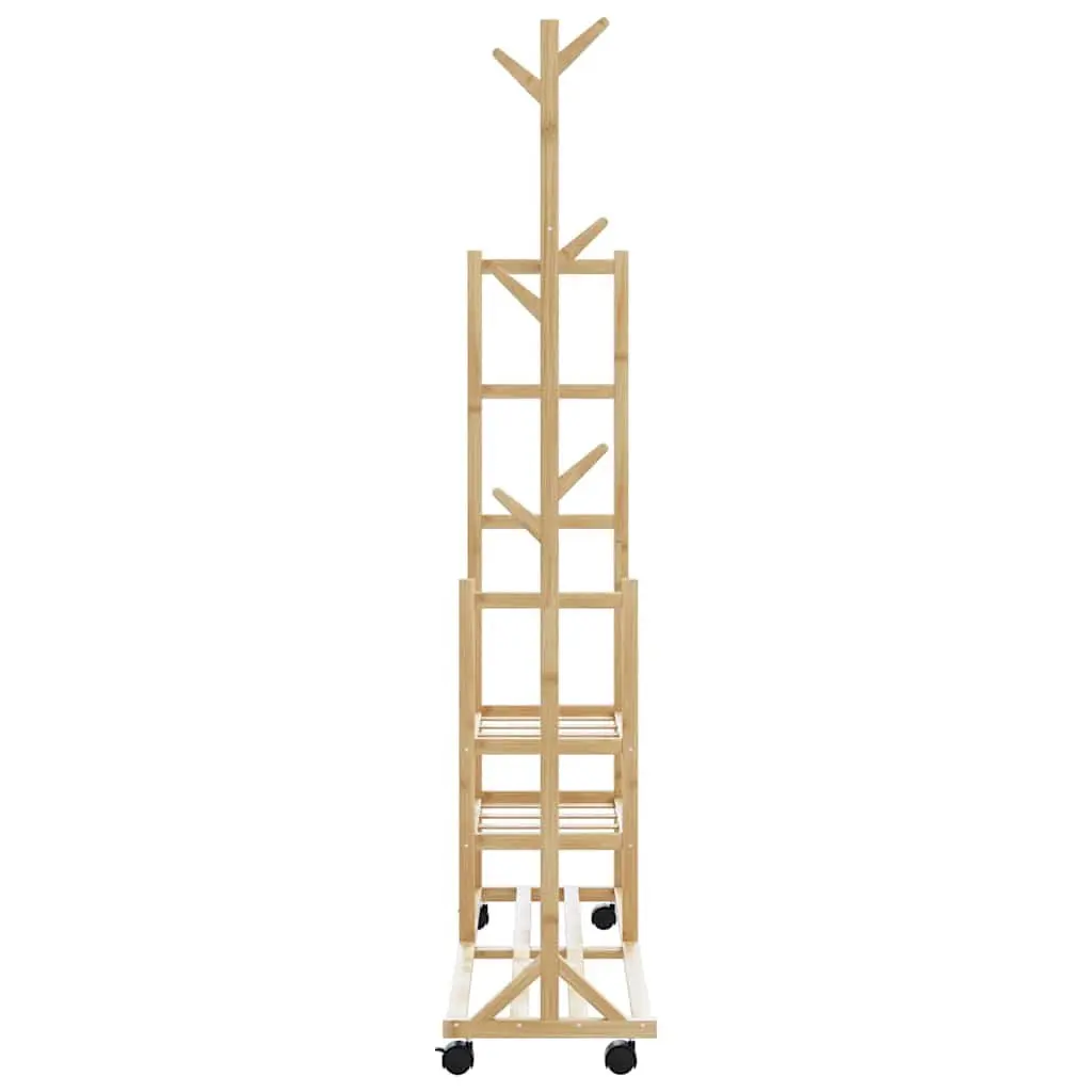 Bamboo Clothes Rack with Shelves and Hooks 100 x 38 x 175.5 cm Brown
