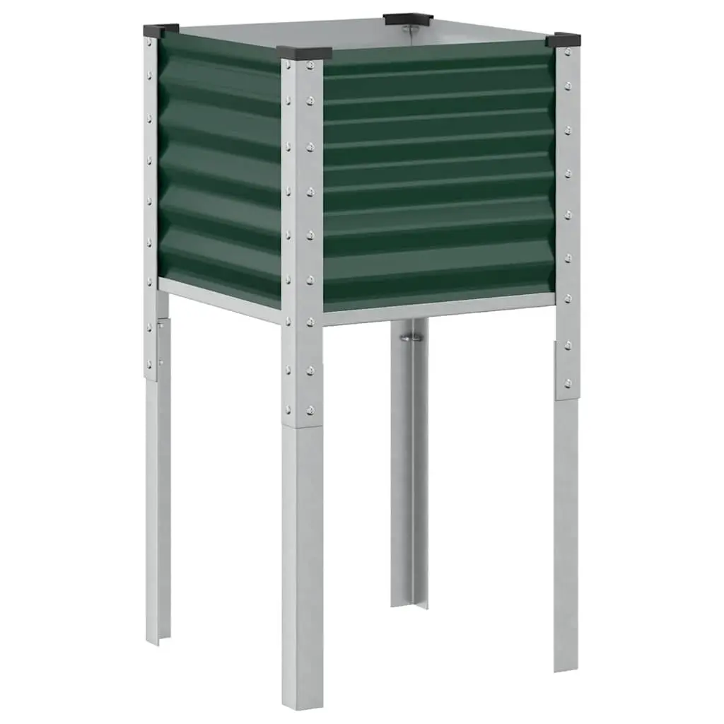 Outdoor Planter Box Steel Green 45x45x88cm Raised Bed Flower Pot for Garden Balcony and Patio