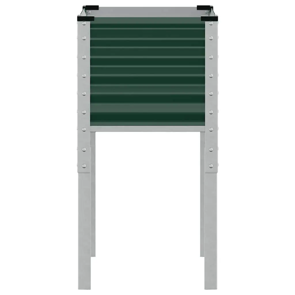 Outdoor Planter Box Steel Green 45x45x88cm Raised Bed Flower Pot for Garden Balcony and Patio
