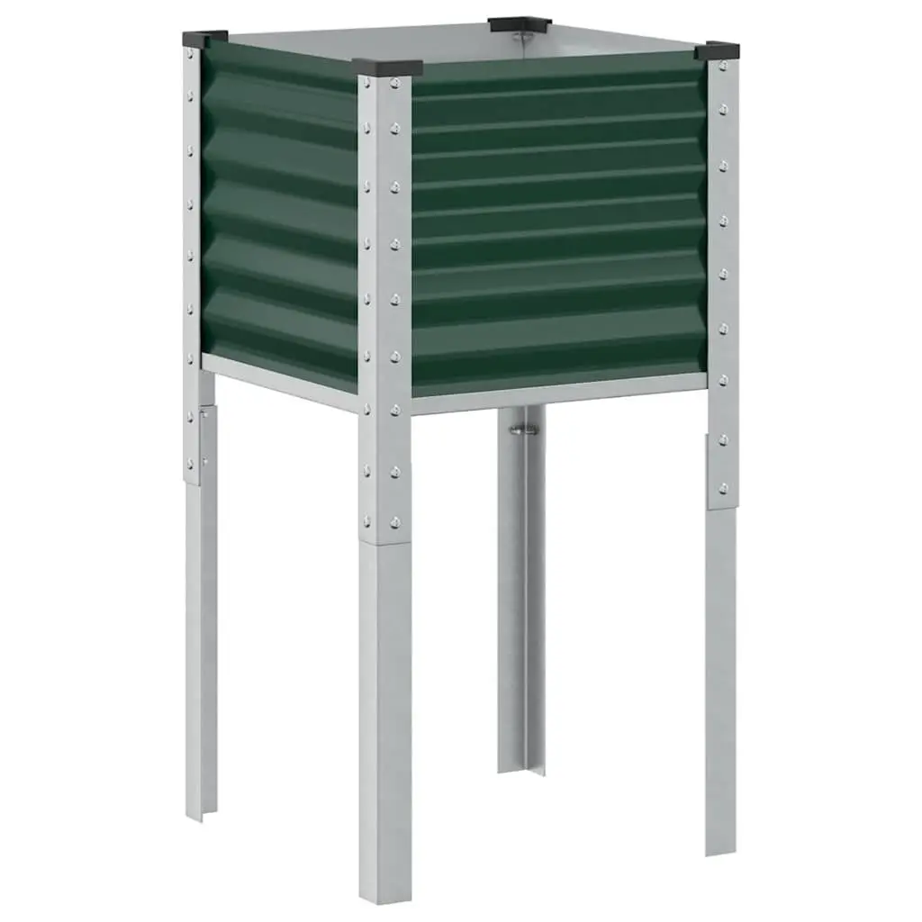 Outdoor Planter Box Steel Green 45x45x88cm Raised Bed Flower Pot for Garden Balcony and Patio