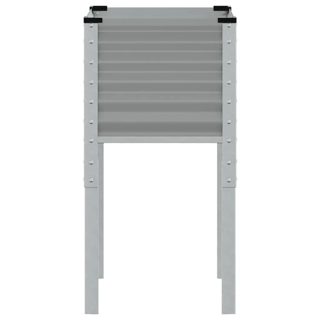 Garden Planter Box Steel 45x45x88 cm Grey Outdoor Flower Pot Decorative Raised