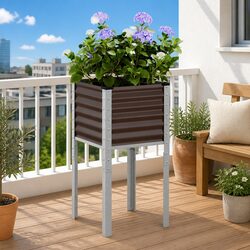 Practical Brown Steel Planter Box for Home Gardens