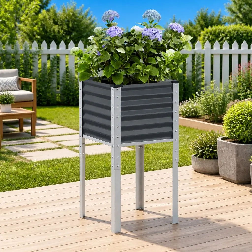 Anthracite Garden Planter for Outdoor Use 45x45x88cm