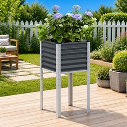 Practical Anthracite Garden Planter for Outdoor Use 45x45x88cm
