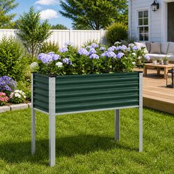 Practical Green Steel Planter Box for Home Gardens