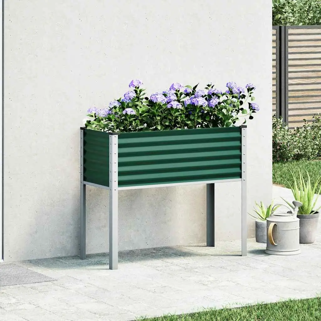 Garden Planter Box Steel 100 x 45 x 90 cm Green Outdoor Patio Balcony Flowers Plants Herbs