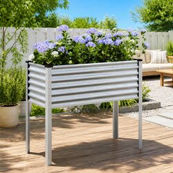 Practical Galvanised Steel Planter for Outdoor Use
