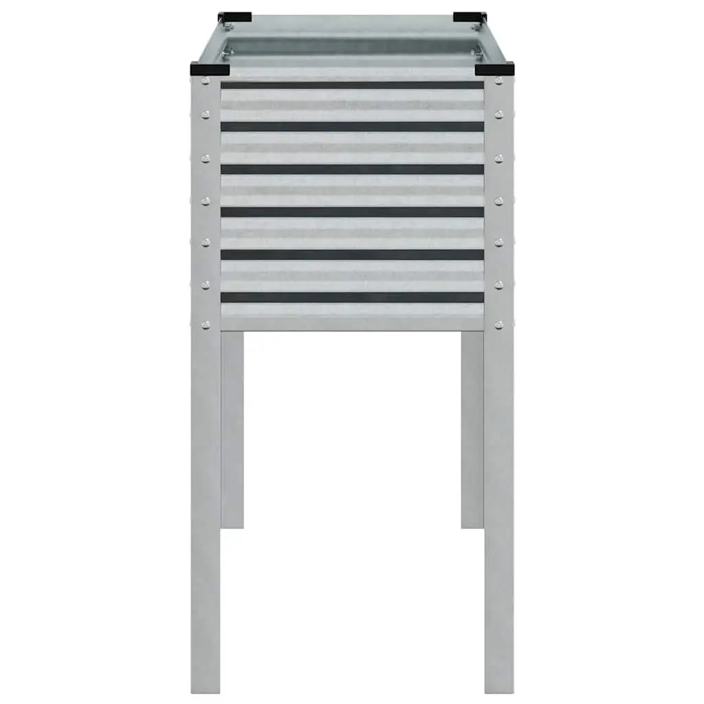 Outdoor Raised Bed Planter Box Galvanised Steel 100cm x 45cm x 90cm Silver Weather Resistant for Growing Plants and Flowers