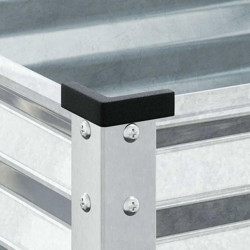 Outdoor Raised Bed Planter Box Galvanised Steel 100cm x 45cm x 90cm Silver Weather Resistant for Growing Plants and Flowers