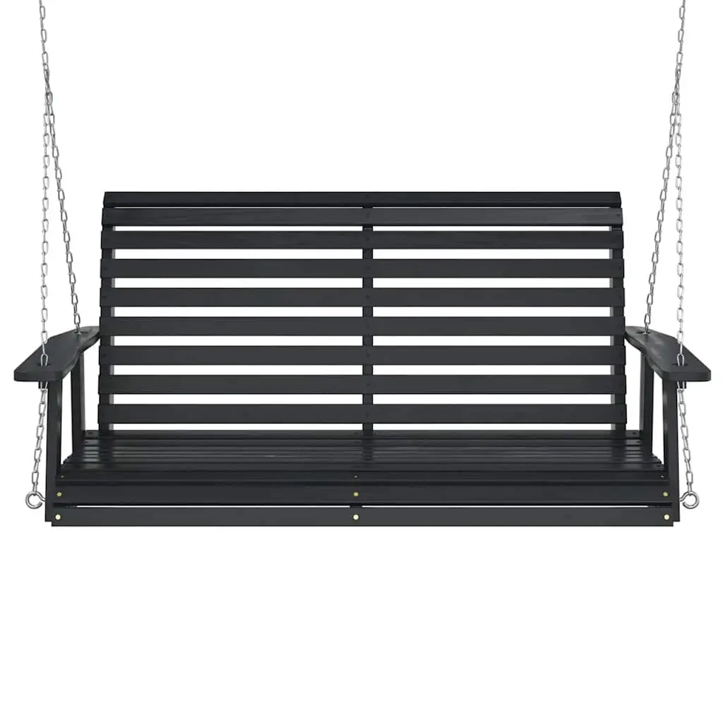 Garden Swing Bench Solid Fir Wood Black with Metal Chains
