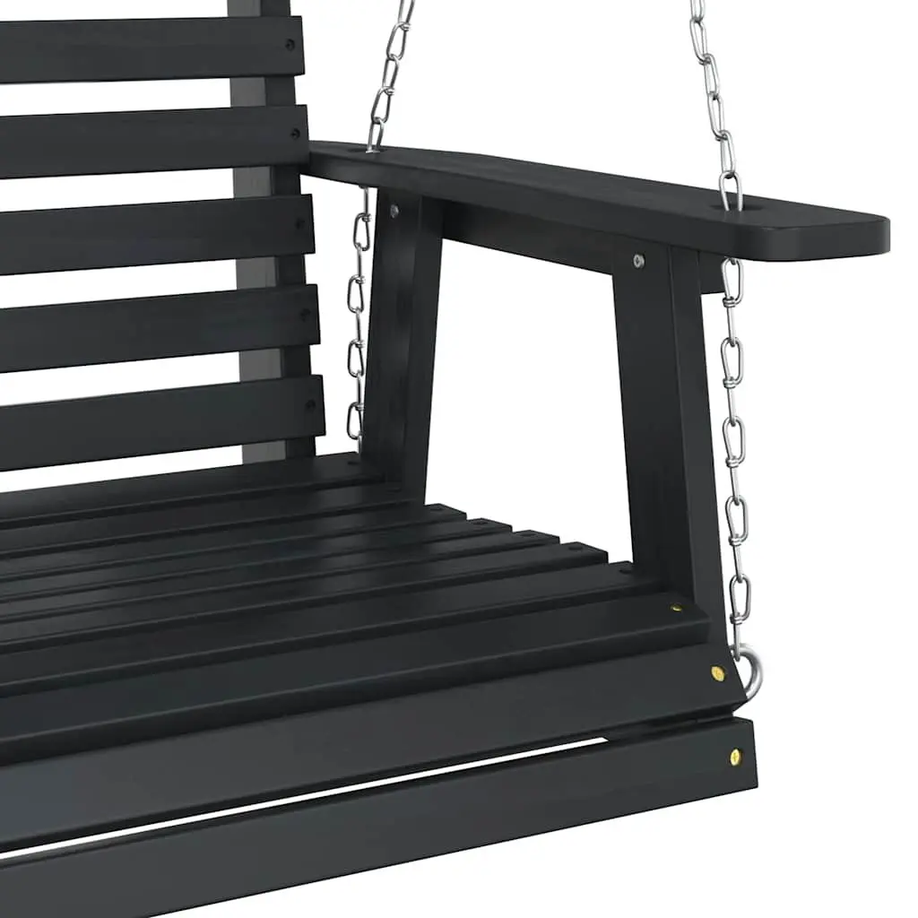 Garden Swing Bench Solid Fir Wood Black with Metal Chains