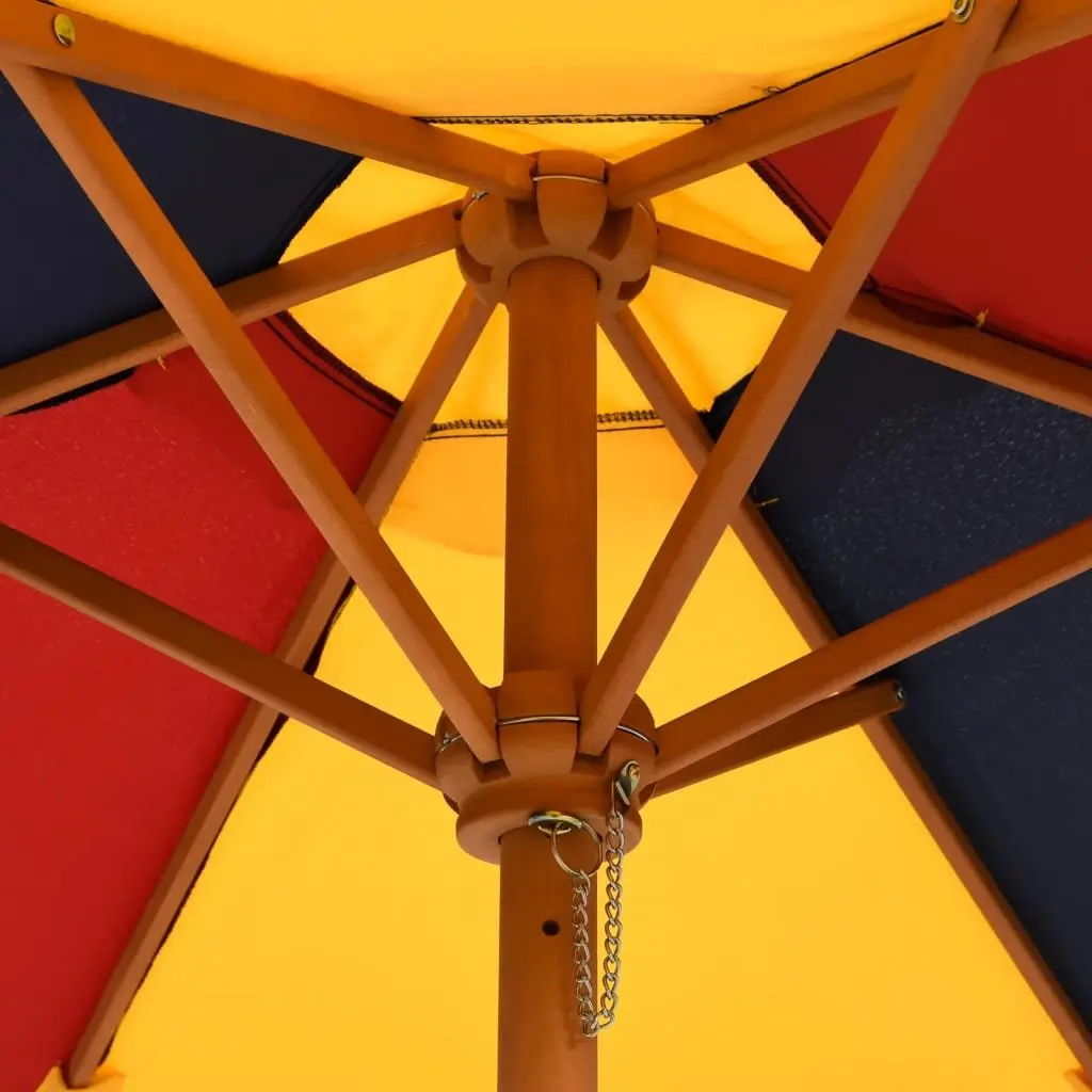 Kids Garden Umbrella Outdoor Patio Sunshade with Wooden Pole Multicolour