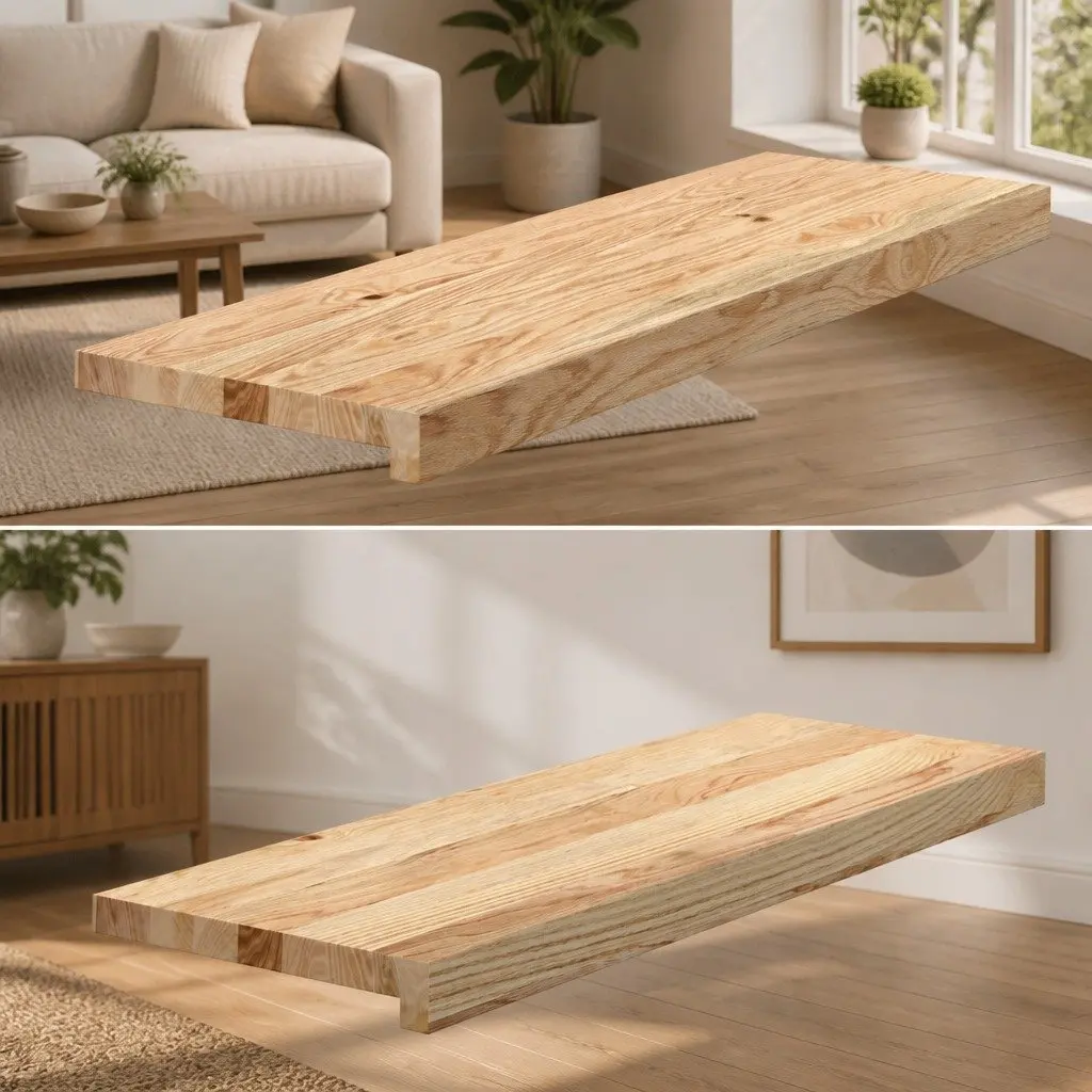 Solid Oak Wood Window Sills Untreated Natural Finish 80x25x2cm Interior Ledge 2 Pieces