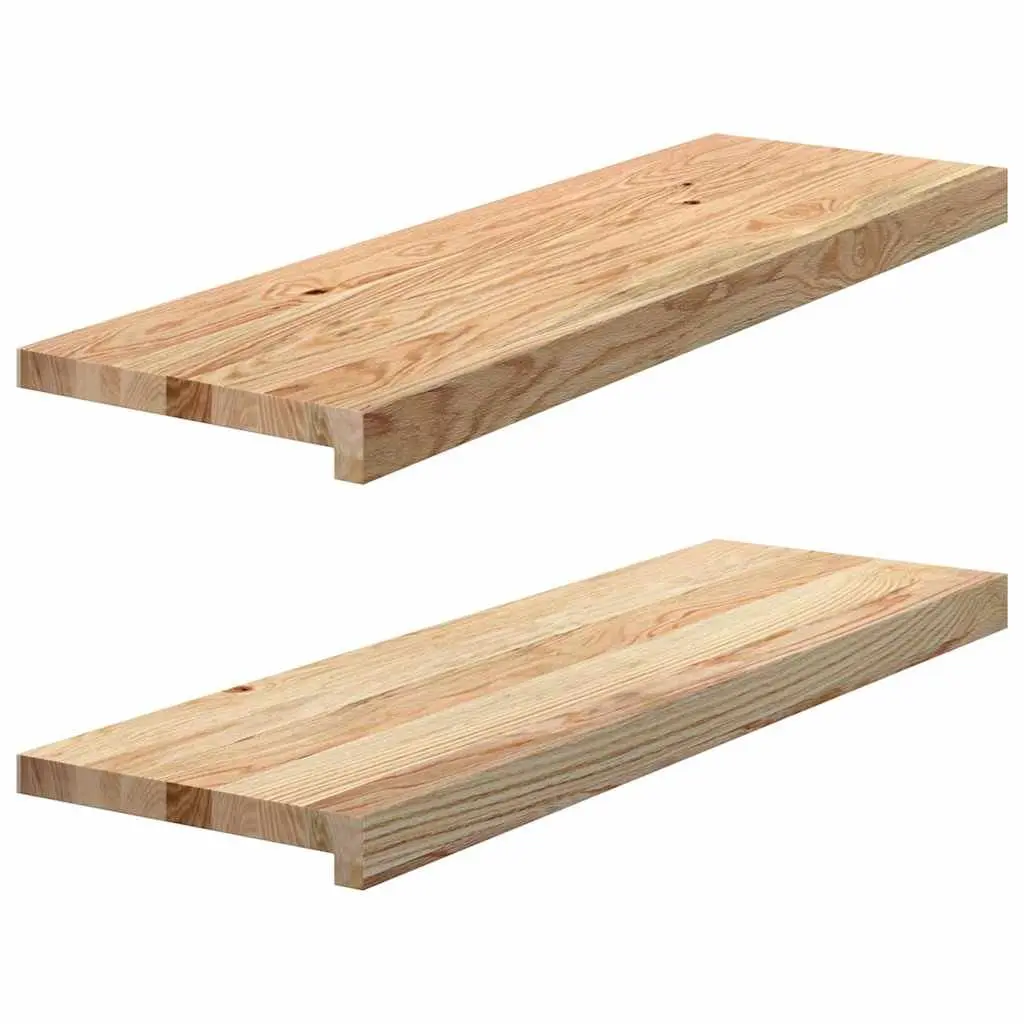 Solid Oak Wood Window Sills Natural Brown Untreated 80x30x2cm 2 Pieces