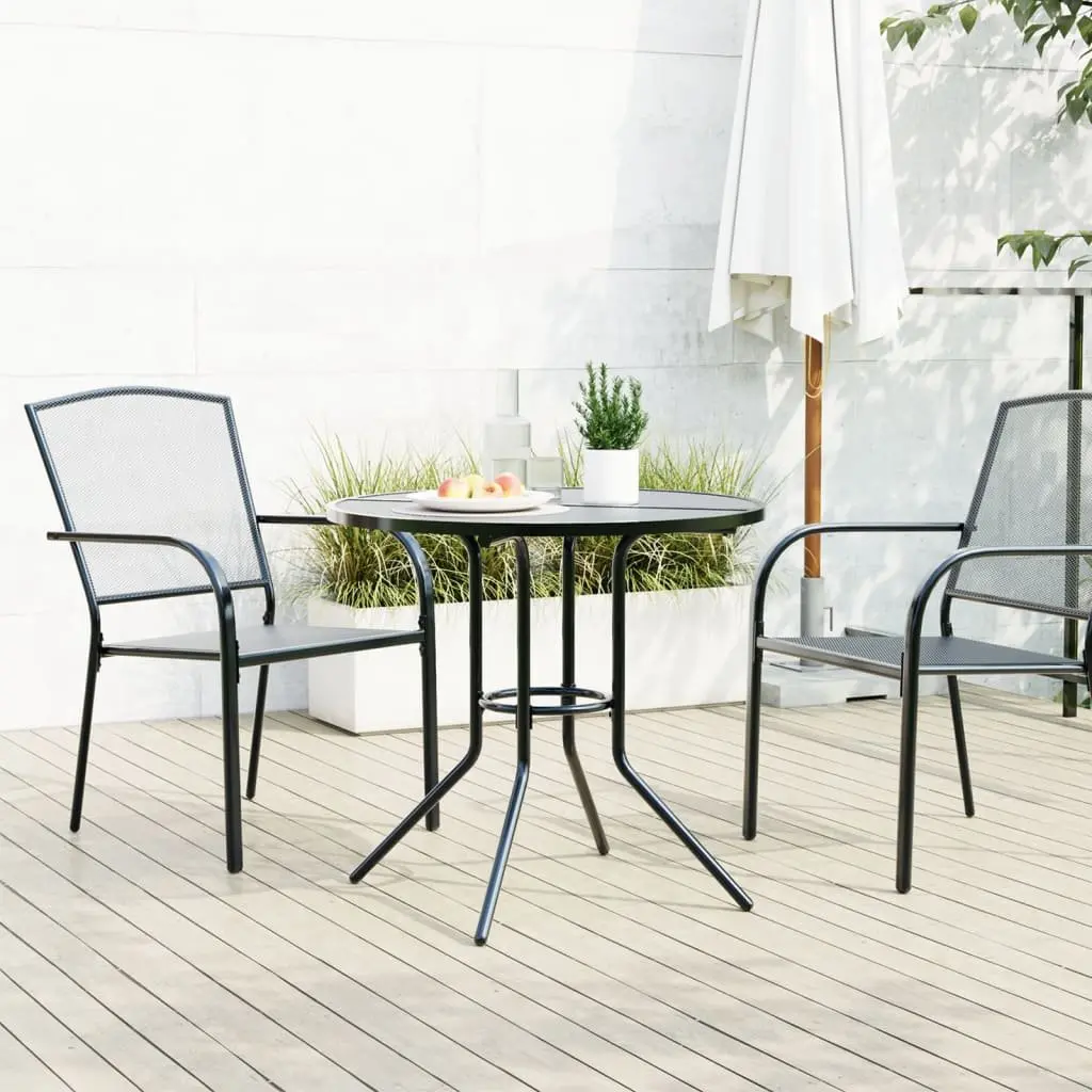 Round Table Steel Mesh Top 80cm Anthracite Outdoor Garden Patio Furniture
