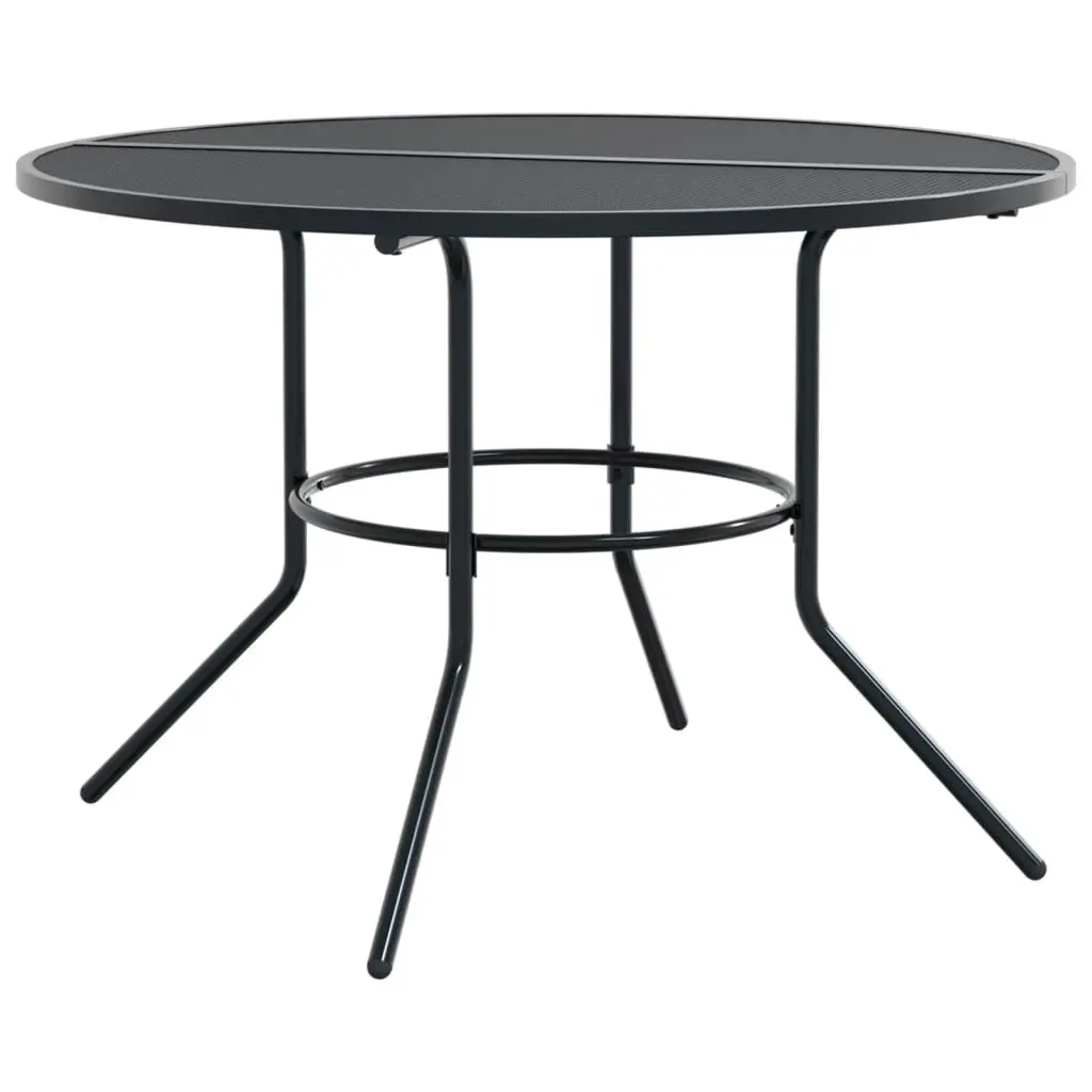 Anthracite Round Dining Table Outdoor Garden 110cm Powder-coated Steel Mesh Top