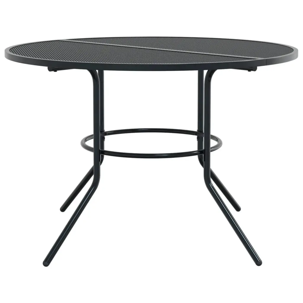 Anthracite Round Dining Table Outdoor Garden 110cm Powder-coated Steel Mesh Top