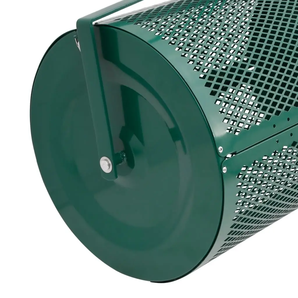 Compost Spreader Steel 75L Garden Roller Tool with Diamond-Shaped Roller for Even Distribution and T-Handle Control