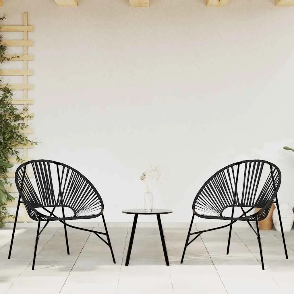 Outdoor Egg Chair PE Rattan Black Powder-coated Steel Garden Seating Relaxation Lounge Seat with Armrests