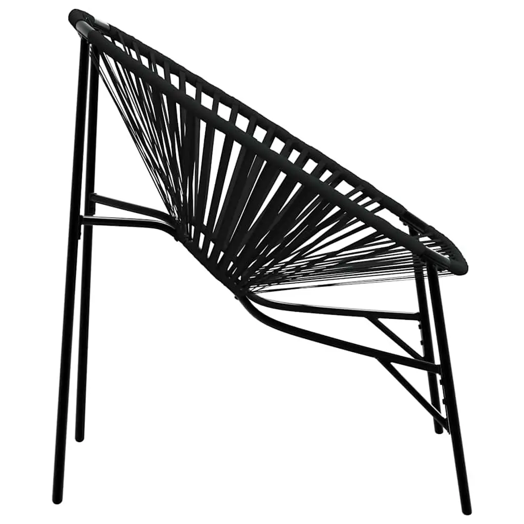 Outdoor Egg Chair PE Rattan Black Powder-coated Steel Garden Seating Relaxation Lounge Seat with Armrests