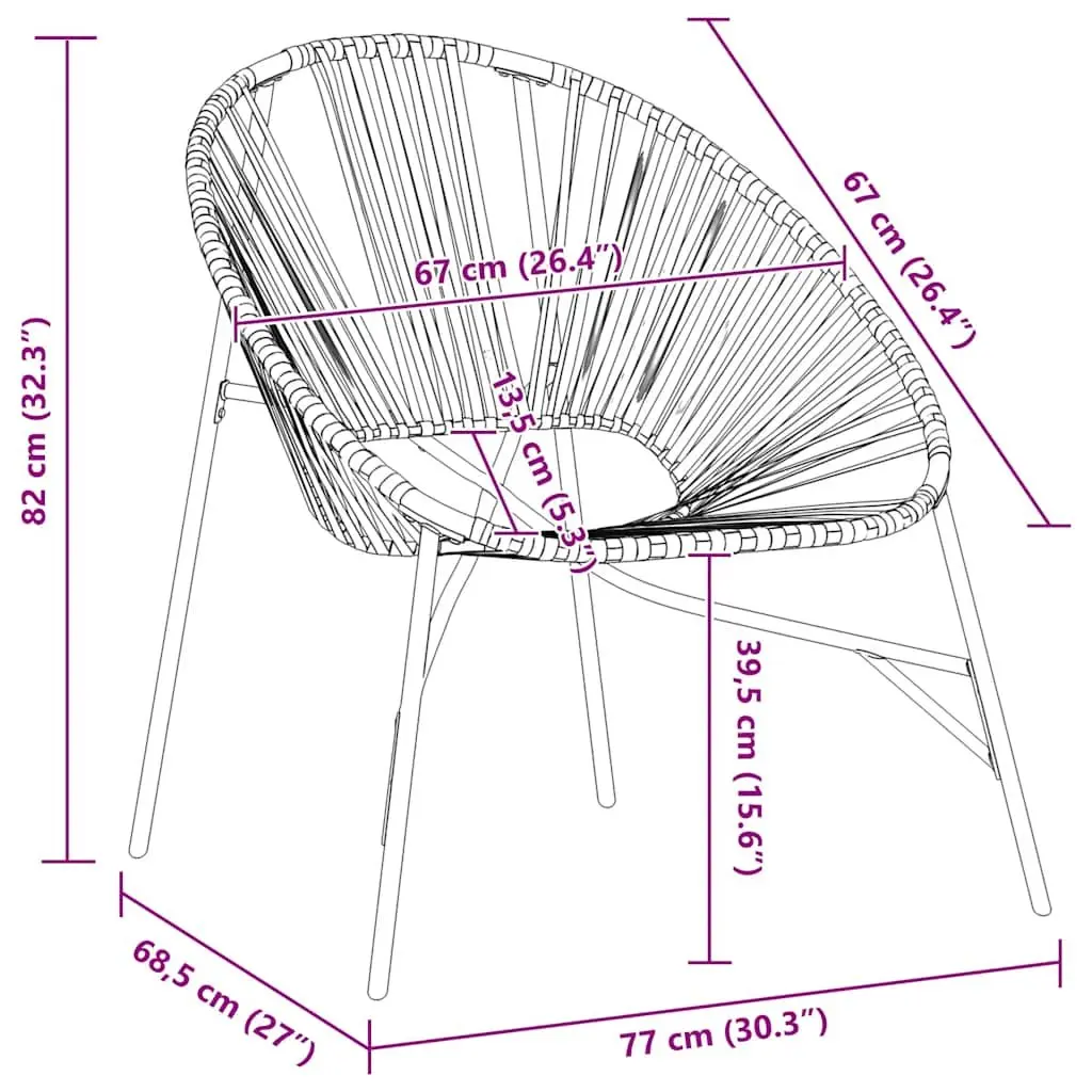 Outdoor Egg Chair PE Rattan Black Powder-coated Steel Garden Seating Relaxation Lounge Seat with Armrests