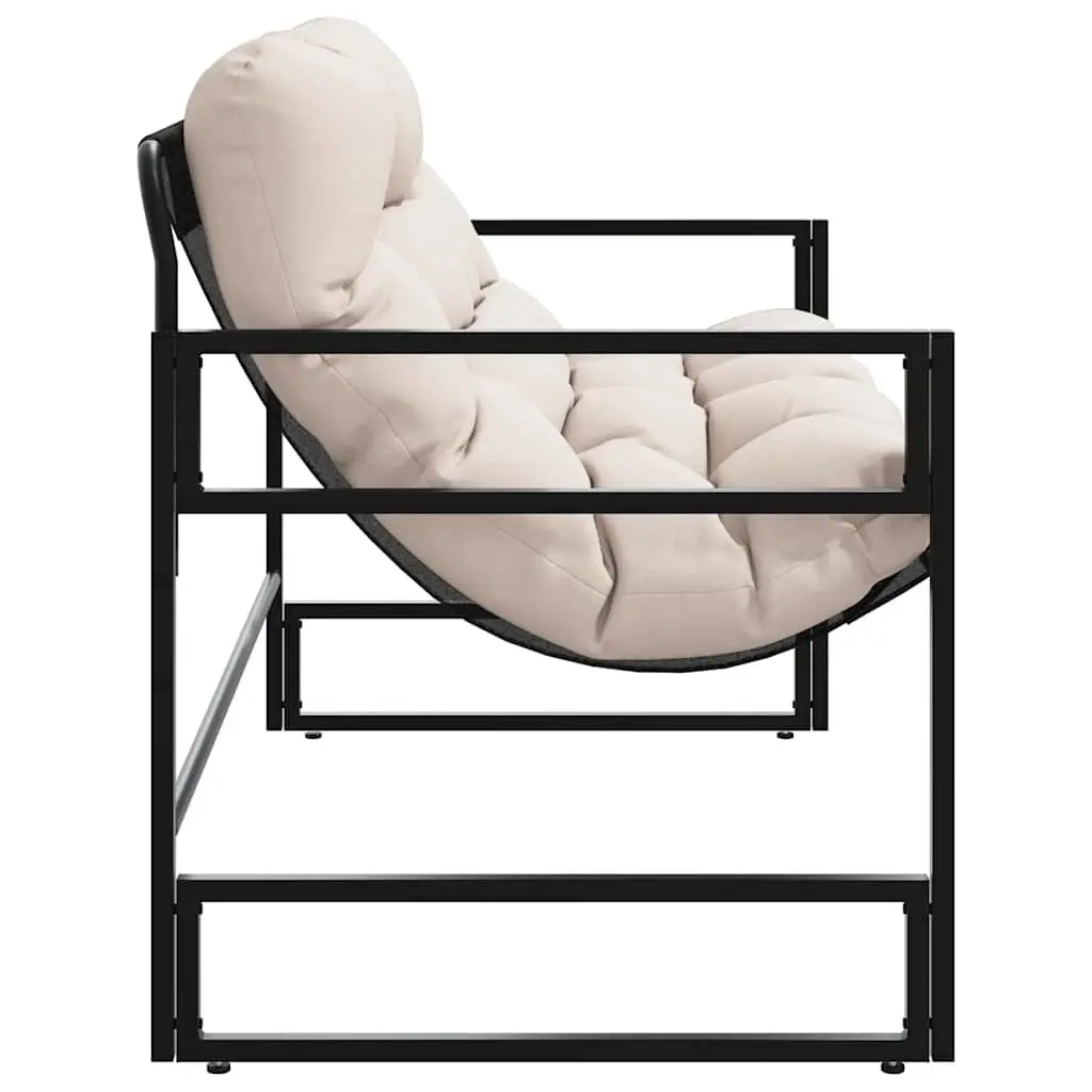 Garden Bench Steel Frame 113cm Taupe with Cushion