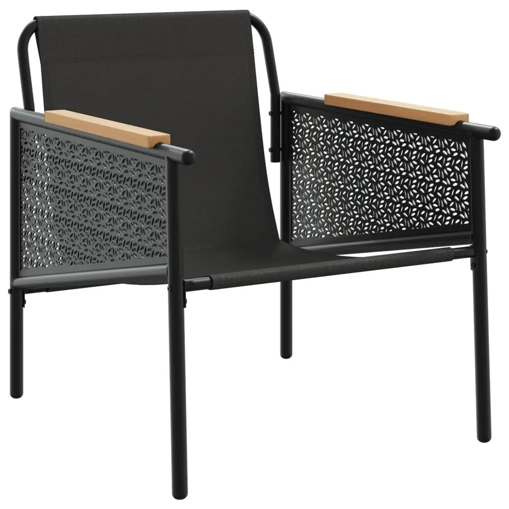 Garden Chairs with Cushions 2 pcs Black Steel Frame Outdoor Furniture Set