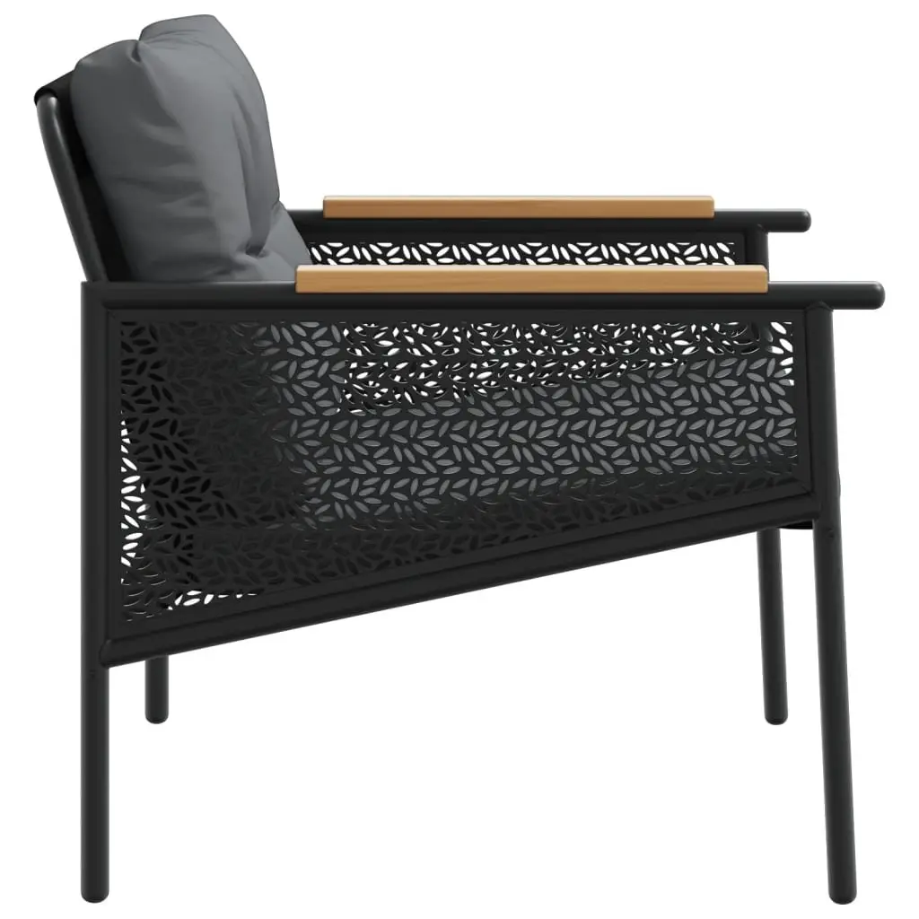 Garden Chairs with Cushions 2 pcs Black Steel Frame Outdoor Furniture Set