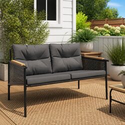 Garden Bench with Cushions for Outdoor Settings 116cm