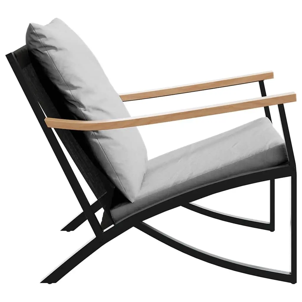 Garden Chairs Steel Frame 2 pcs Black with Cushions