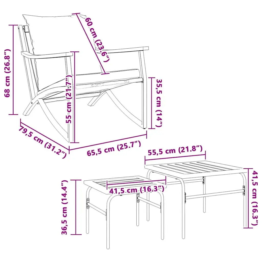 4 Piece Balcony Furniture Set Steel Textilene Fabric Black