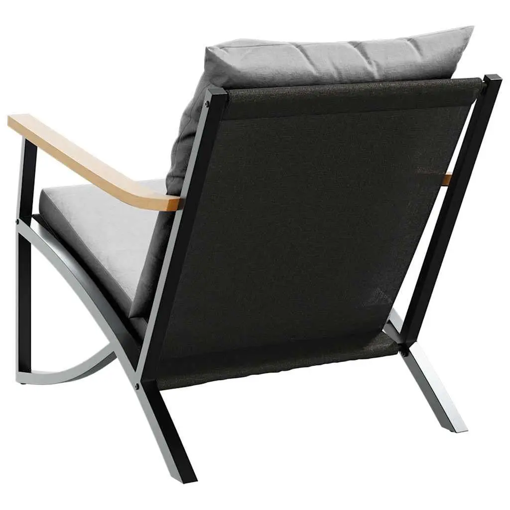4 Piece Balcony Furniture Set Steel Textilene Fabric Black