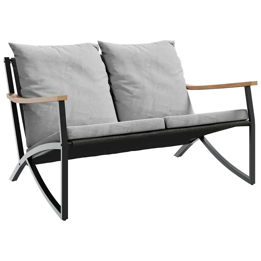 Garden Bench Steel Frame 120cm Black with Cushions