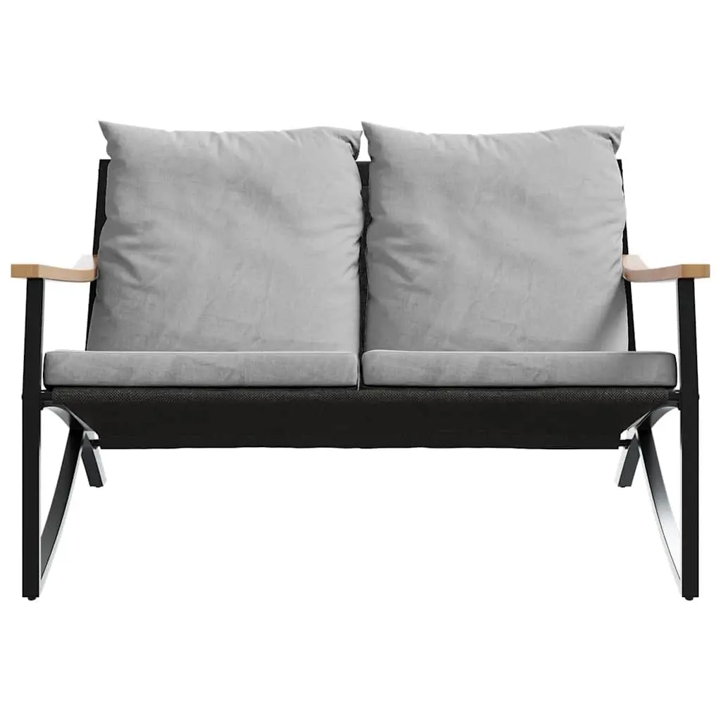 Garden Bench Steel Frame 120cm Black with Cushions