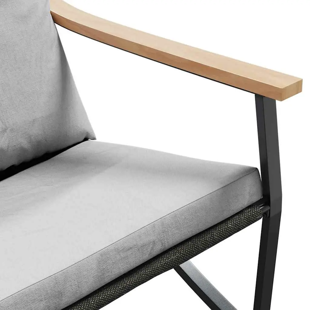 Garden Bench Steel Frame 120cm Black with Cushions