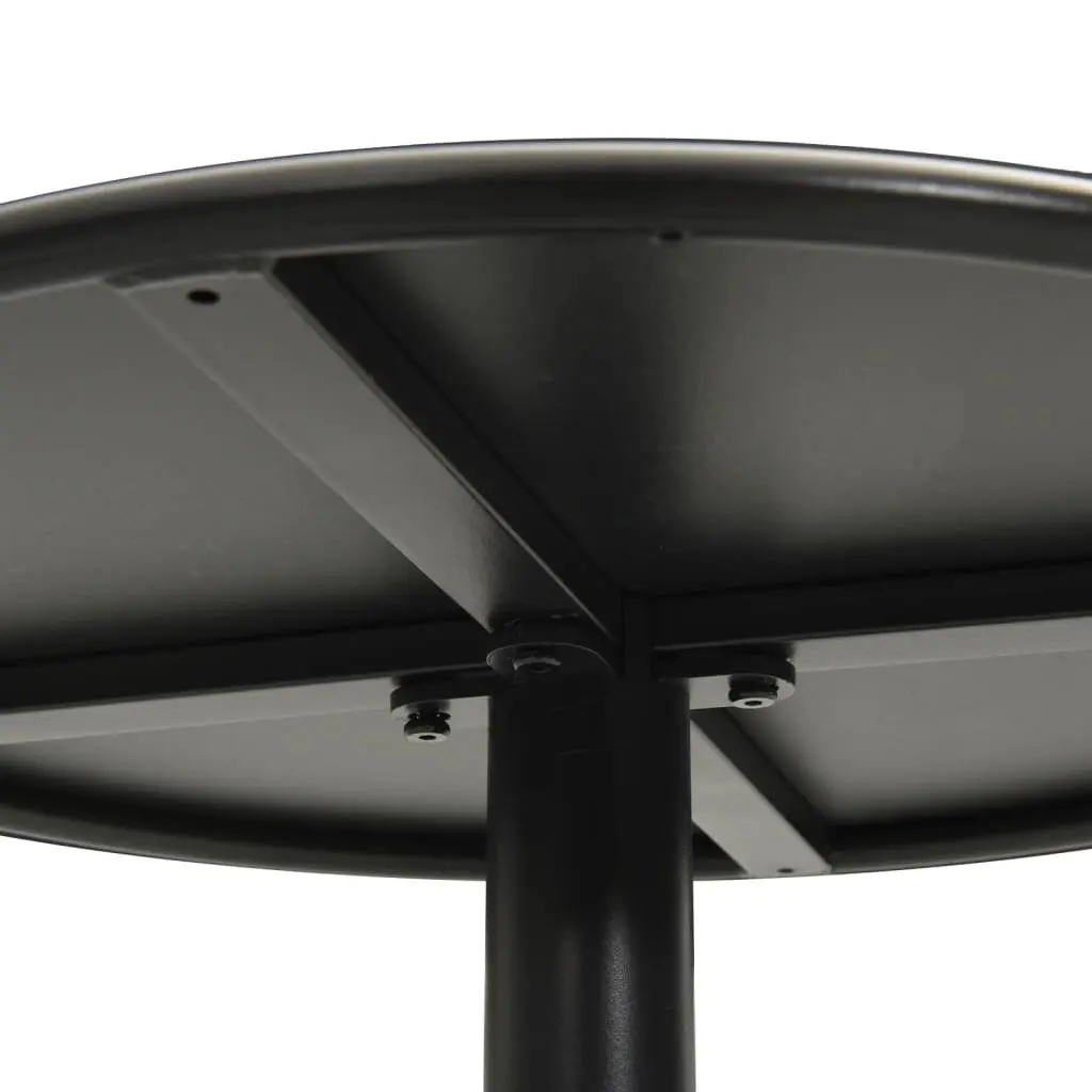 Outdoor Round Table Steel Frame Black 50cm Diameter Patio Dining Height 72cm
