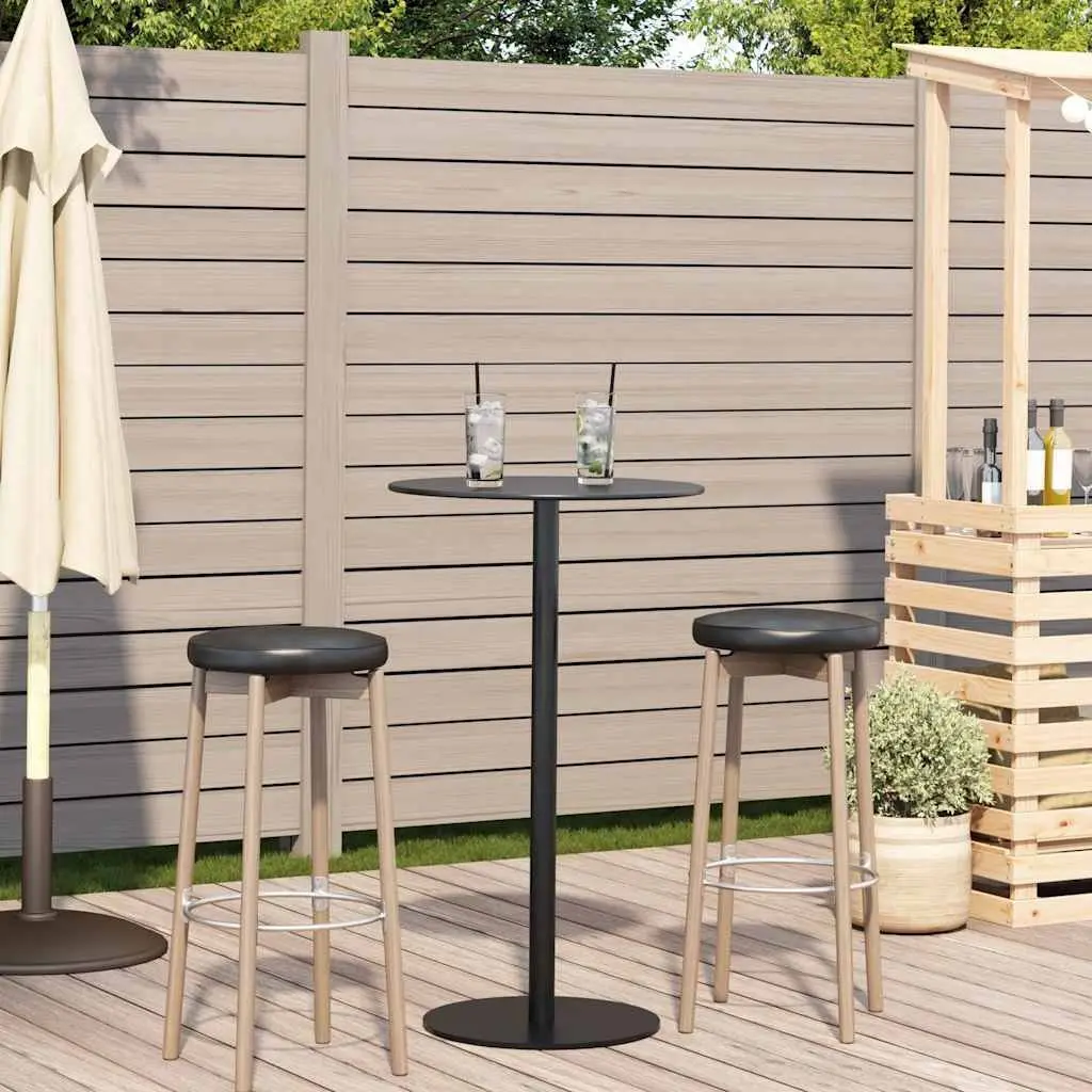 Round Garden Table Steel Frame Ø60cm Black Outdoor Patio Furniture