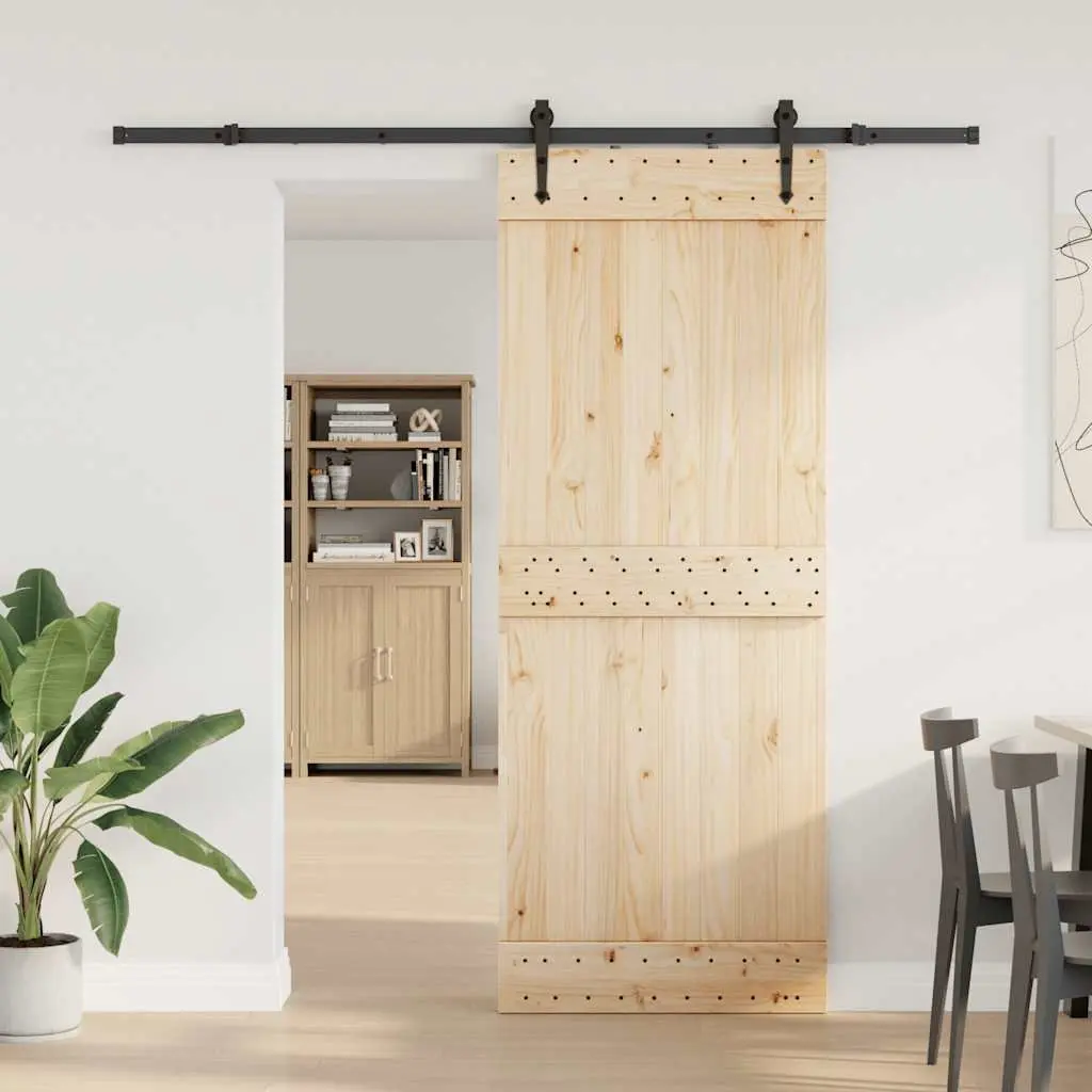 Sliding Door Hardware Kit Black Powder-Coated Steel Track System 213.5cm